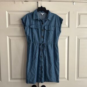 Time and Tru Blue Sleeveless Mini Dress with Notched Collar